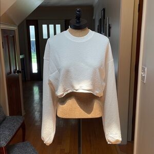 ALO Yoga Women's White Cropped Crewneck Sweatshirt